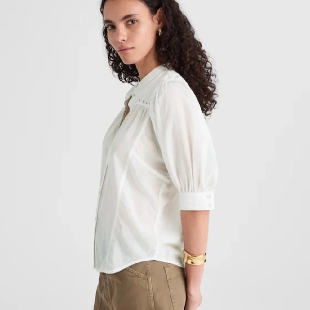 Madewell Puff-Sleeve Band-Collar Shirt size 8 nwt
